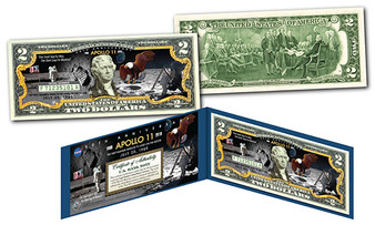 APOLLO 11 NASA Moon Landing 50th Anniversary Commemorative Colorized $2 Bill